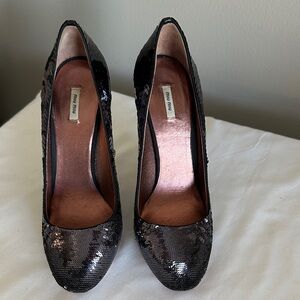 Miu Miu Paillettes Sequin High Heel Pump Size 35.5